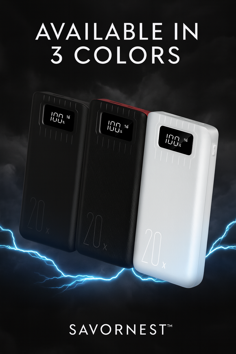 SavorNest™ PowerVault 20K — Dual USB + LED Flashlight Charger