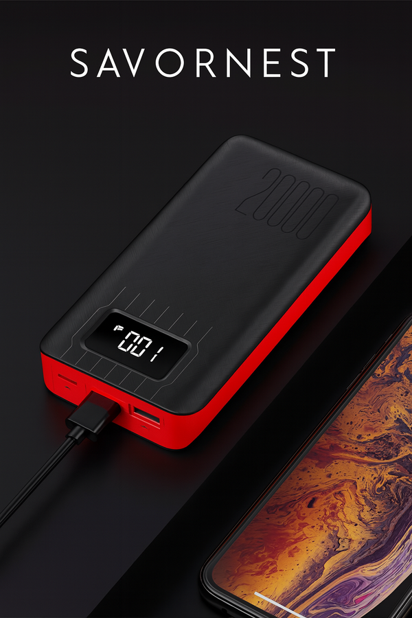 SavorNest™ PowerVault 20K — Dual USB + LED Flashlight Charger