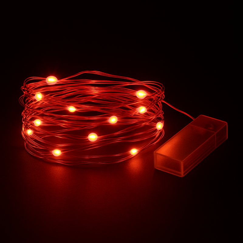 SavorNest™ AuroraSpark LED Fairy Light Set – 12 Pack (Red Glow)