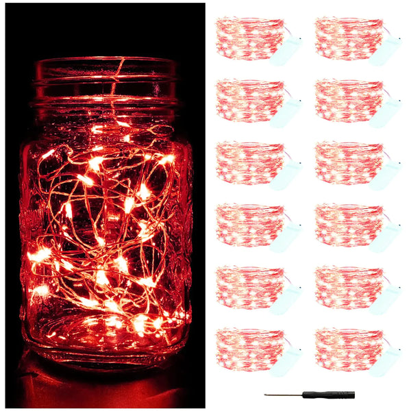 SavorNest™ AuroraSpark LED Fairy Light Set – 12 Pack (Red Glow)