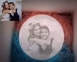 Personalized 3D Moon Lamp Night Light – Custom Photo & Text | 16 Colors, Remote & Timer